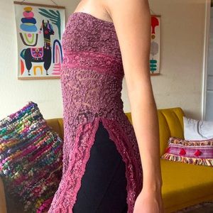 Y2K boho lace tube top